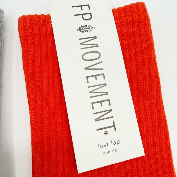3 PACK - Free People FP Movement Lucky Honey Tube Socks Black Grey Orange NWT - Picture 5 of 8